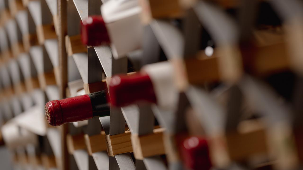 Wine in storage racks