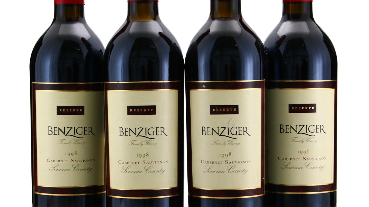 Benziger Reserve Cabernet Sauvignon 1998 Sonoma County Wine | Wine ...