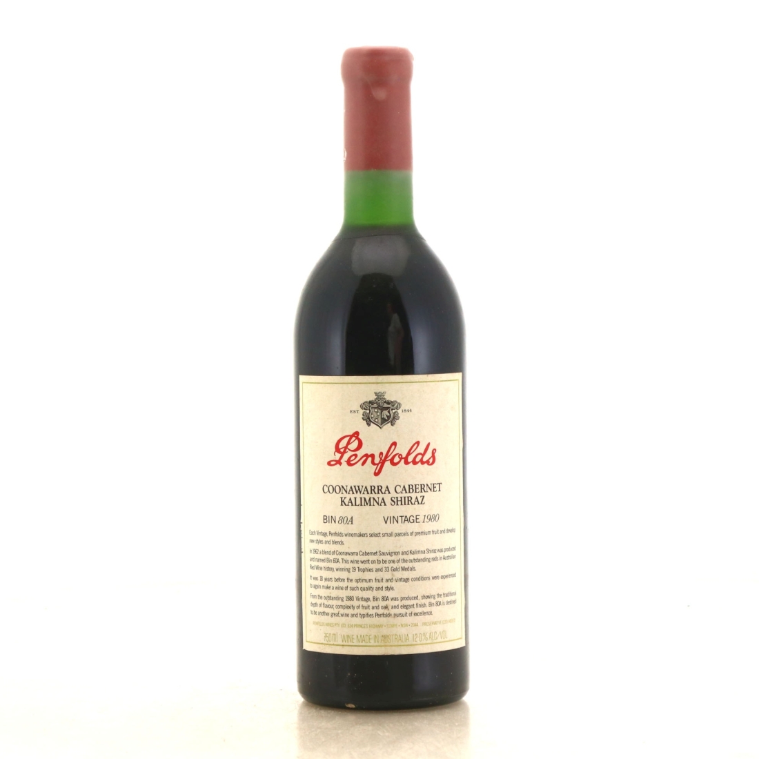 Image for Penfolds Bin 80A Coonawarra Cabernet - Kalimna Shiraz 1980