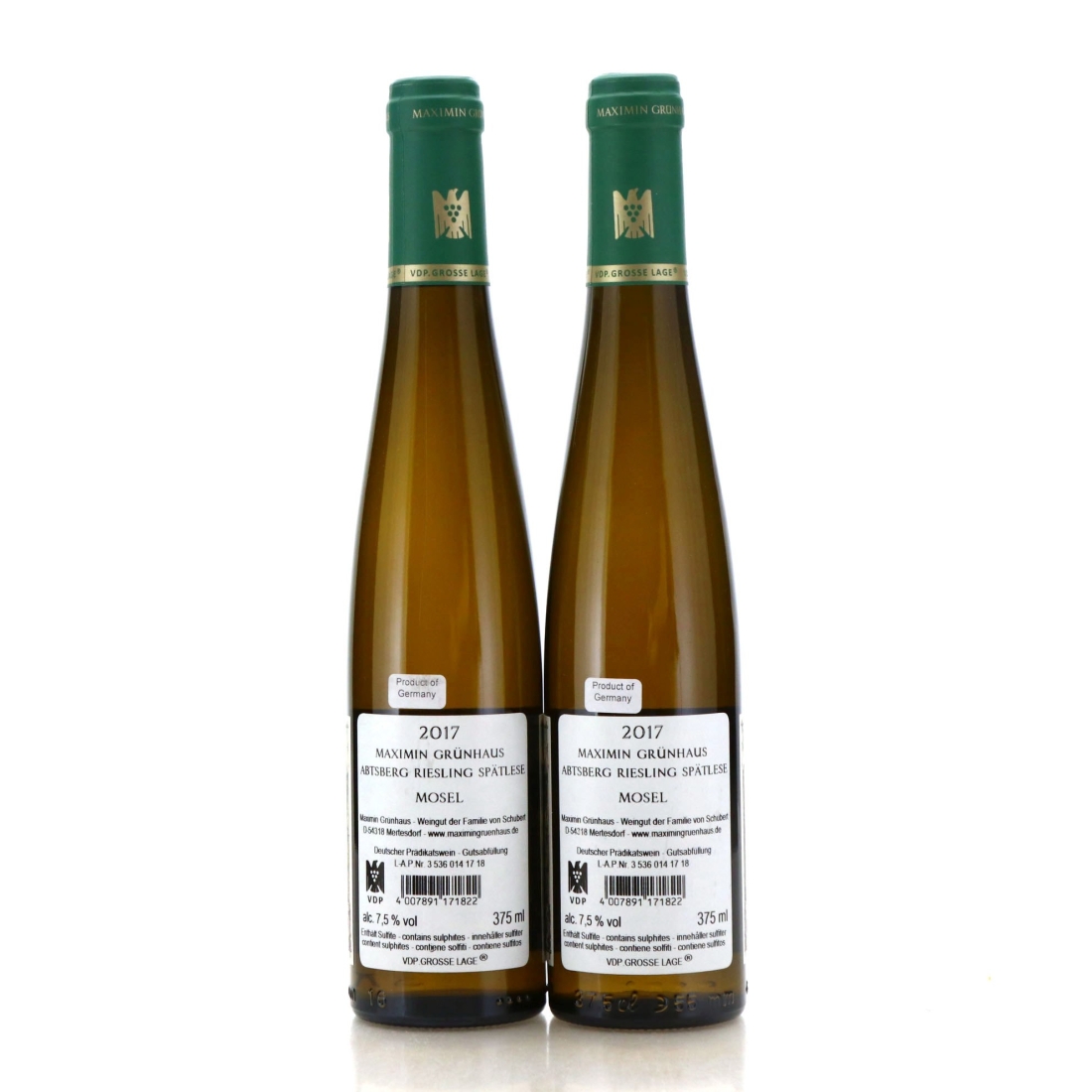 Image for Schubert Maximin Grünhäuser Abtsberg Riesling Spätlese 2017 / 2 x Half Bottle