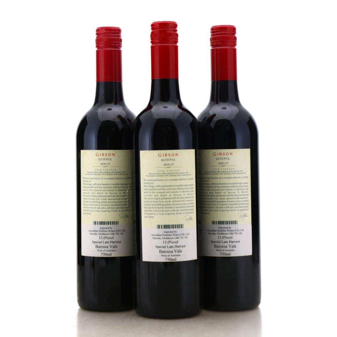 Image for Gibson Reserve Merlot 2004 x 3