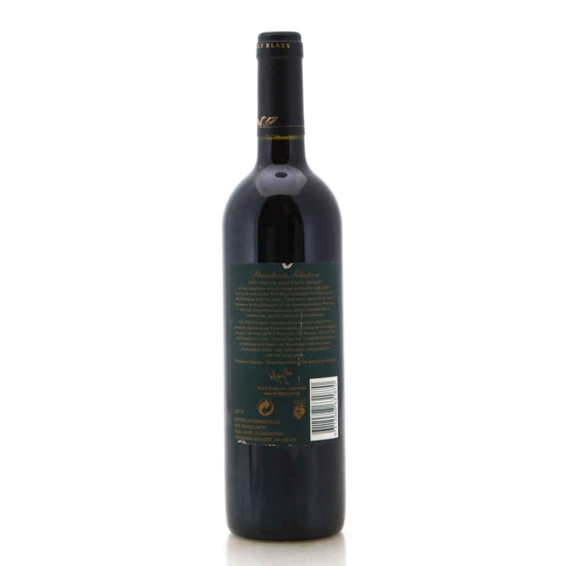 Image for Wolf Blass Presidents Selection Shiraz 2001