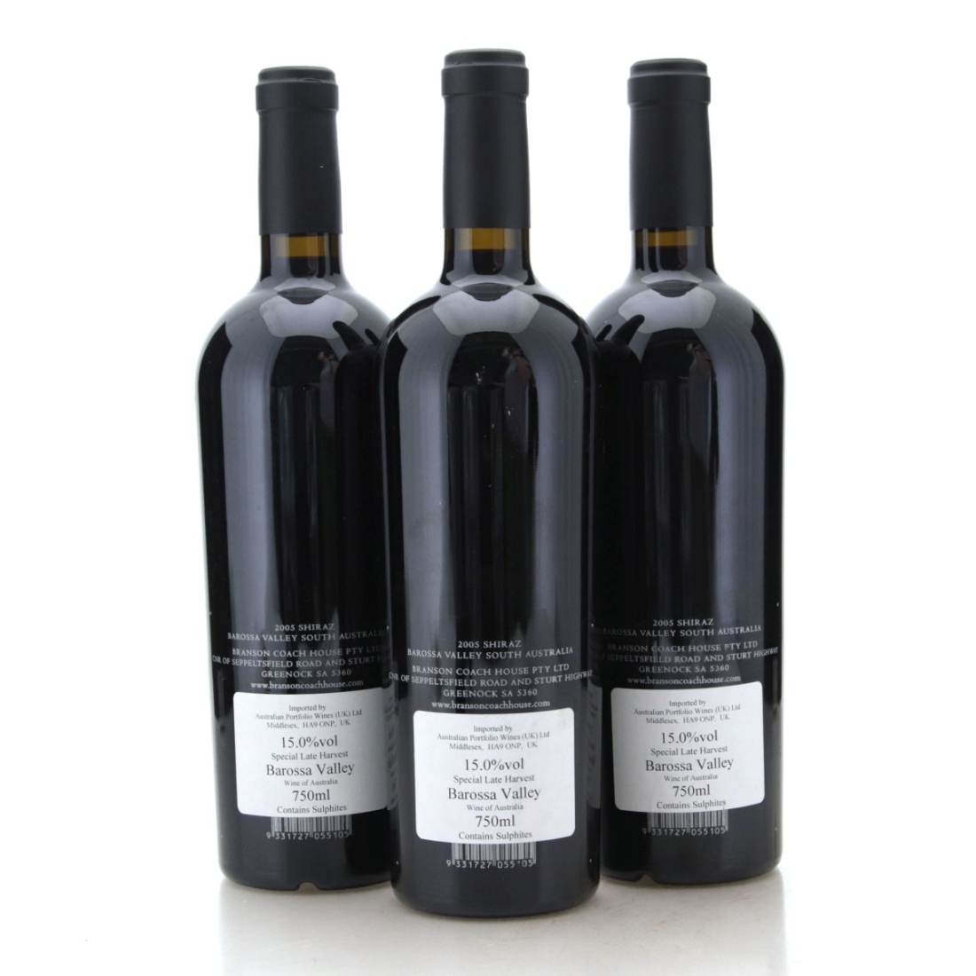 Image for Branson Coach House Greenock Rare Single Vineyard Shiraz 2005 x 3