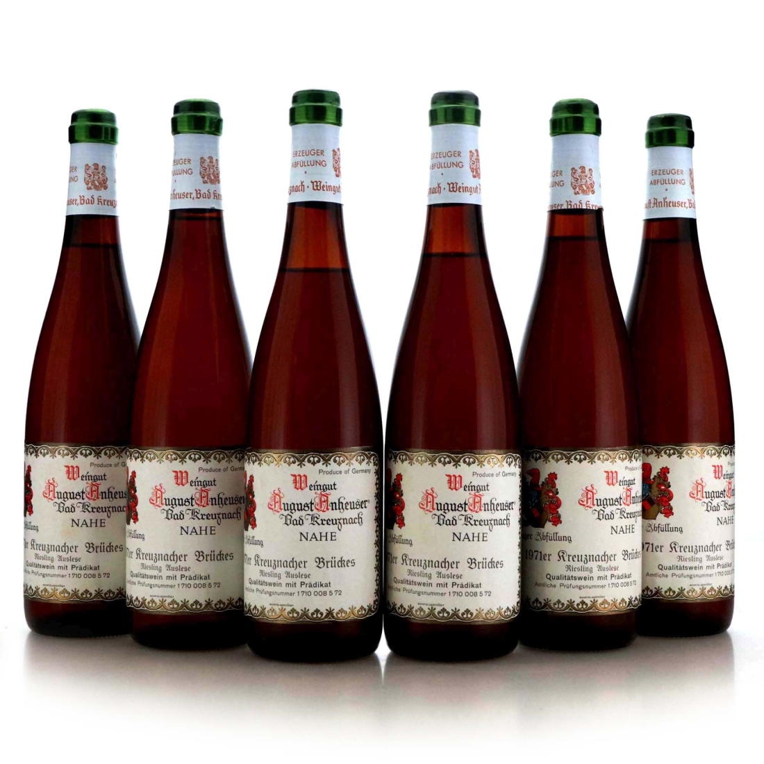 Image for August Anheuser Kreuznacher Brückes Riesling Auslese 1971 x 6