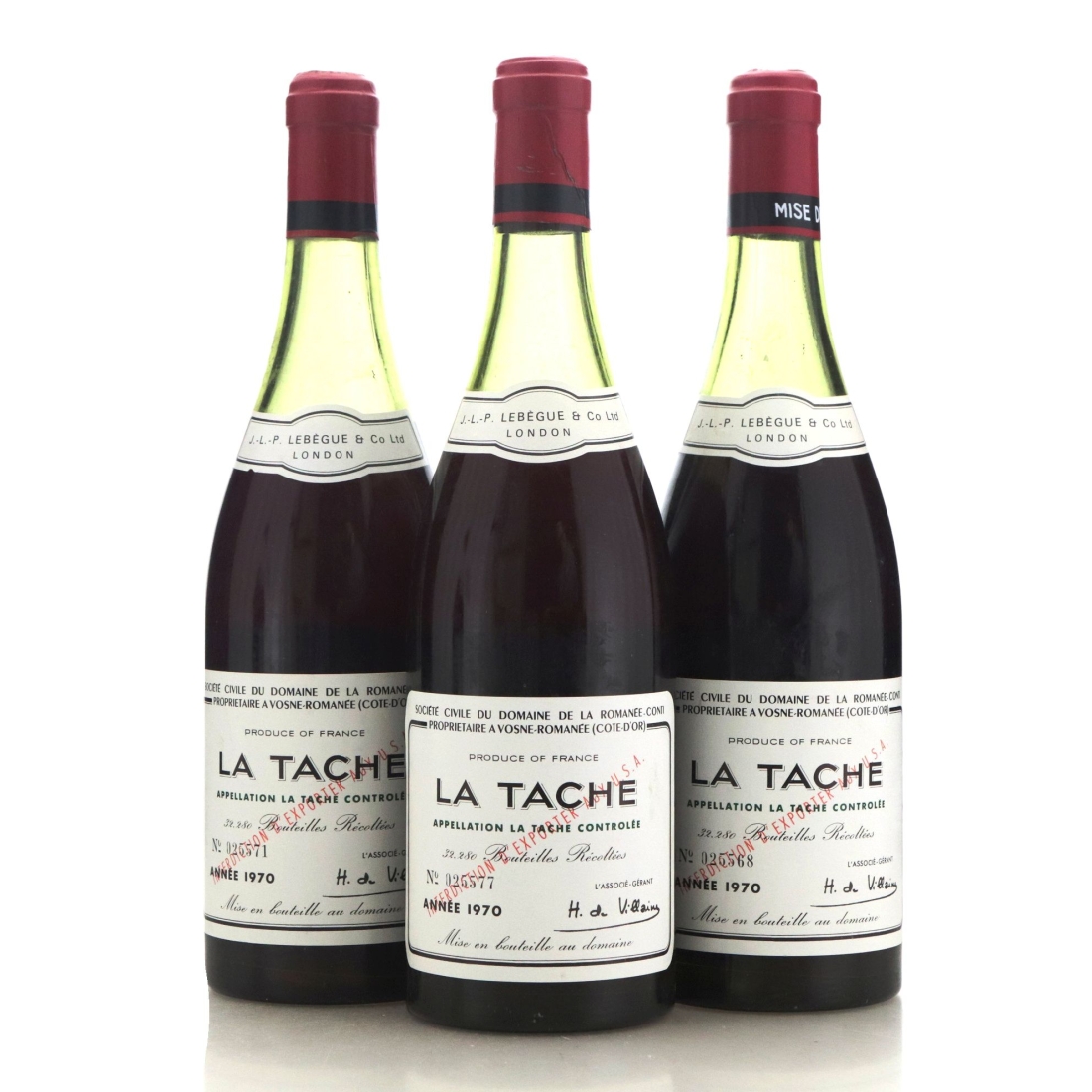 Domaine de la Romanee-Conti 1970 La Tâche x 3