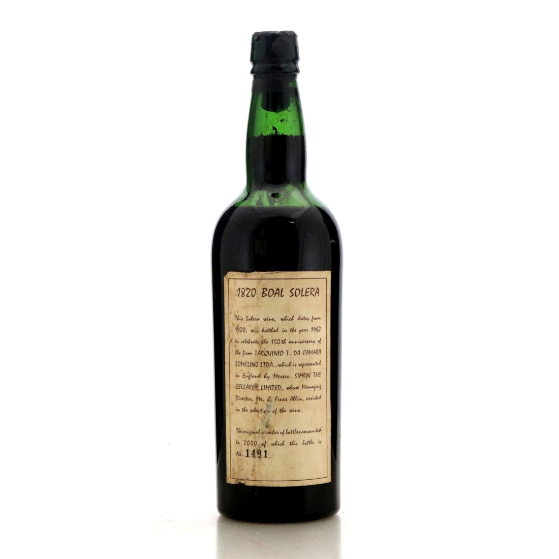 Image for Tarquinio T. da Camara Lomelino Boal Solera 1820 Madeira / 150th Anniversary