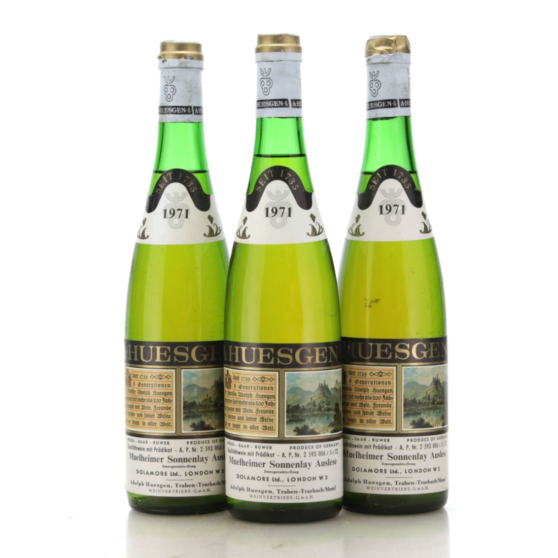 Image for Adolph Huesgen Mulheimer Sonnenlay Riesling Auslese 1971 x 3