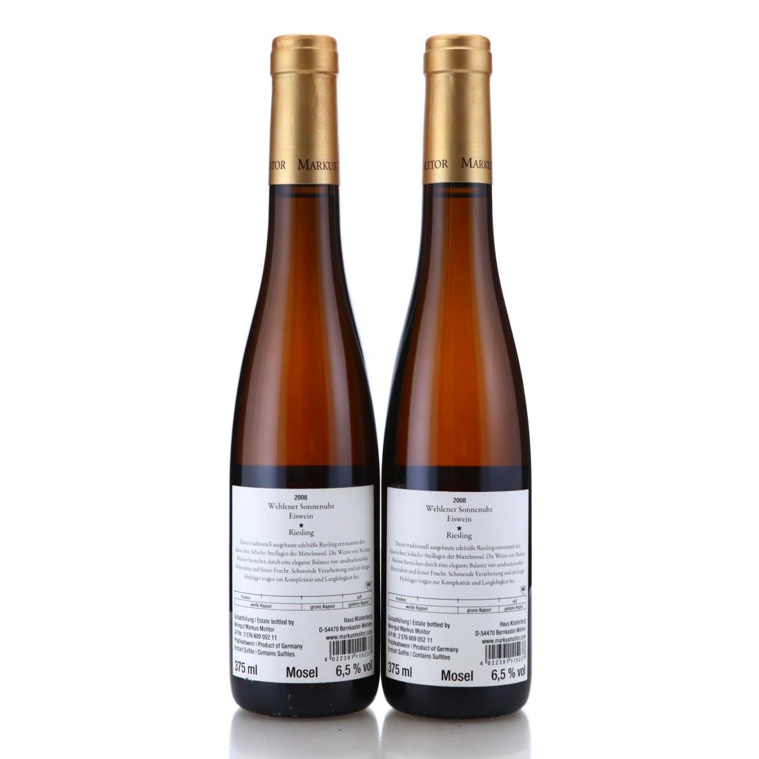 Image for Markus Molitor Wehlener Sonnenuhr Riesling Eiswein * 2008 x 2 / Half Bottle