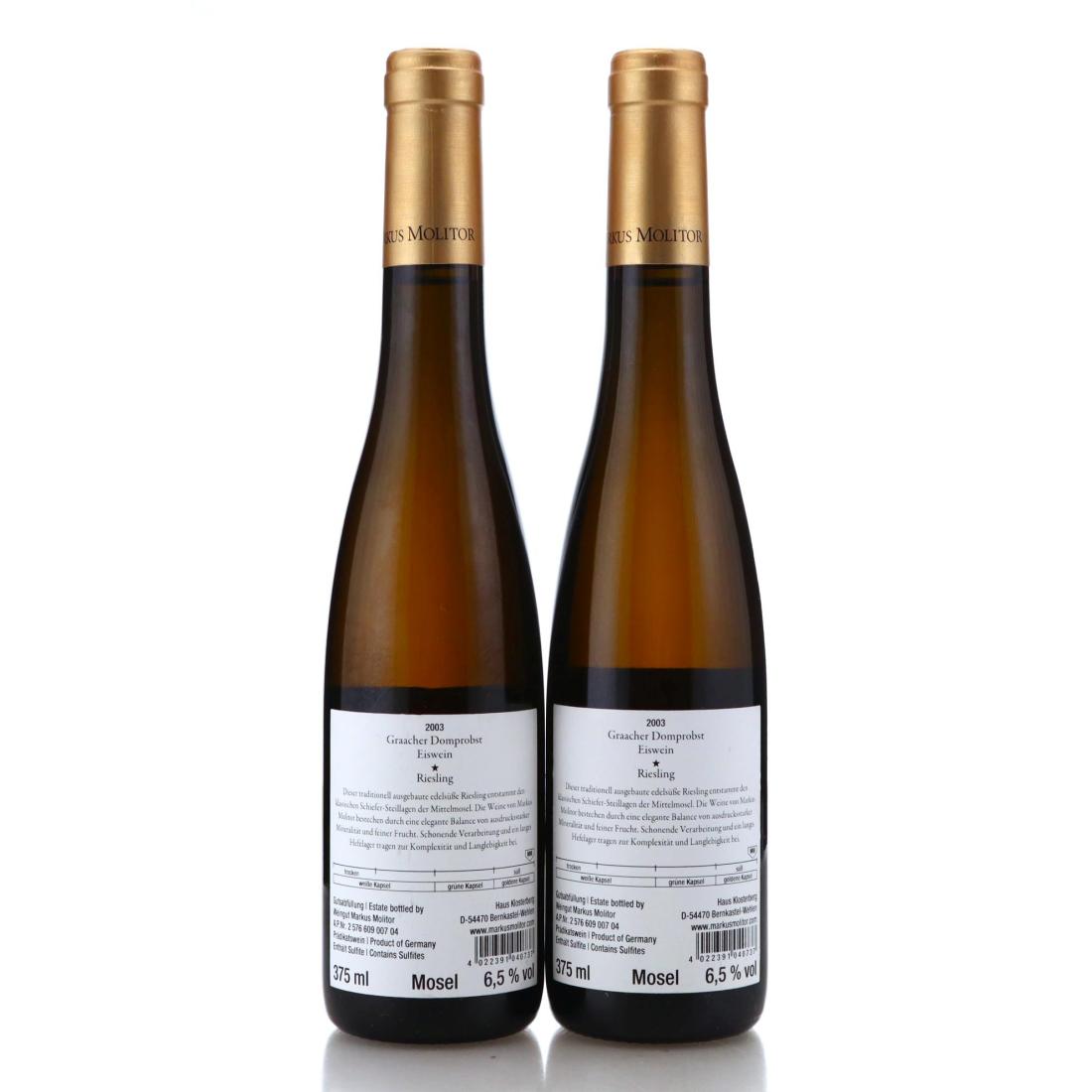 Image for Markus Molitor Graacher Domprobst Riesling Eiswein * 2003 x 2 / Half Bottle