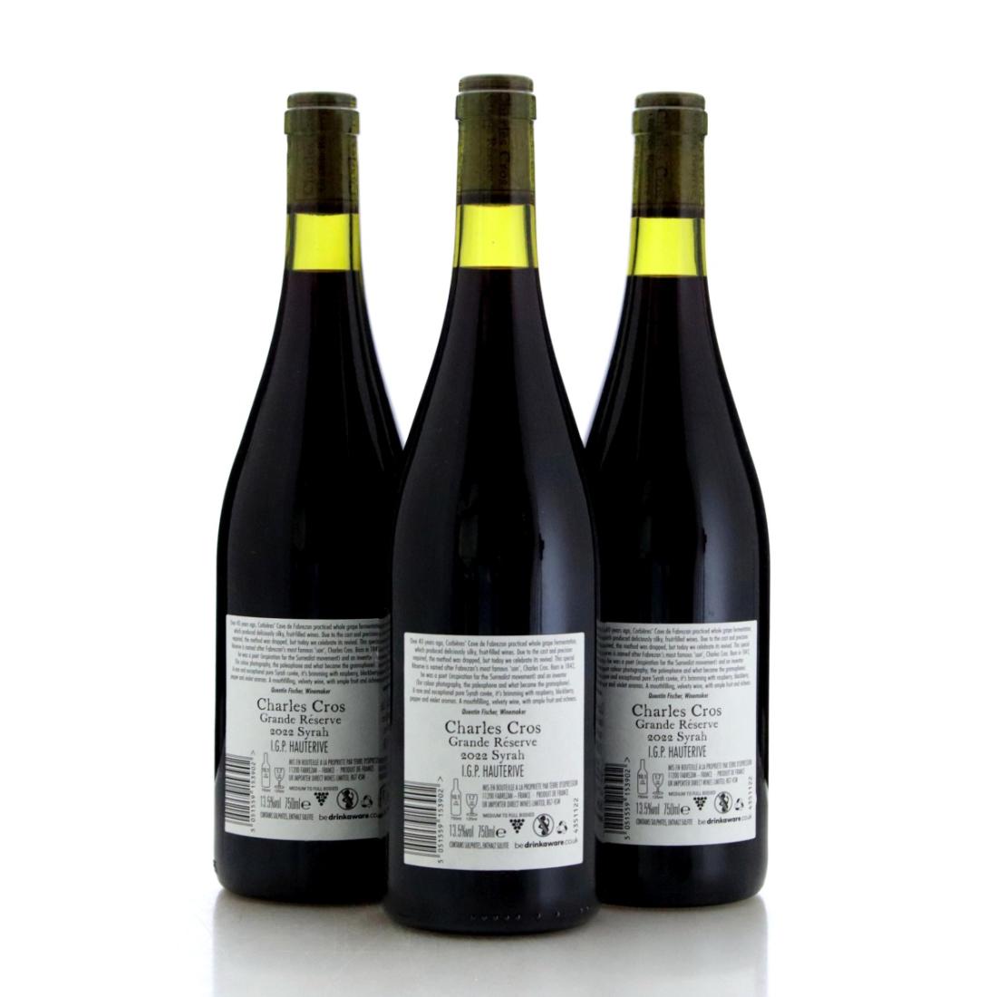 Charles Cros L'Hydropathe Grand Reserve Syrah 2022 x 3