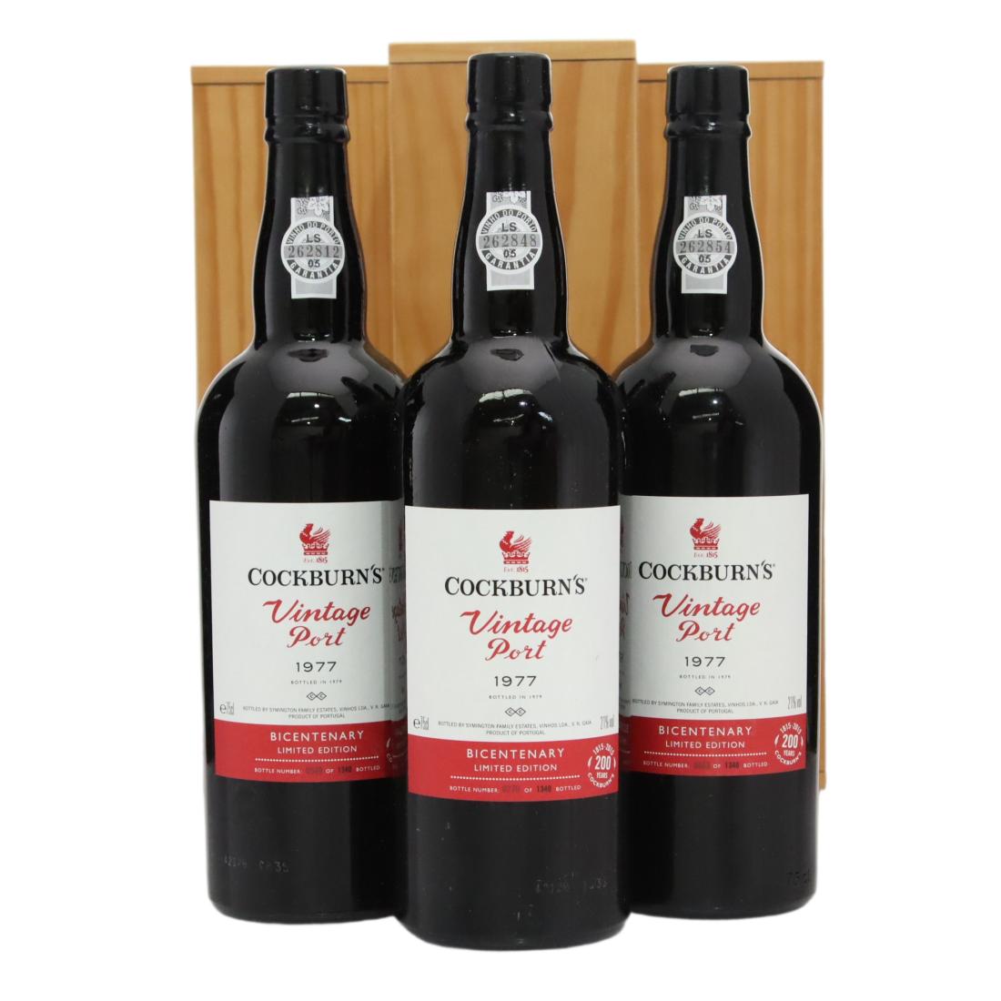 Cockburn's 1977 Vintage Port x 3