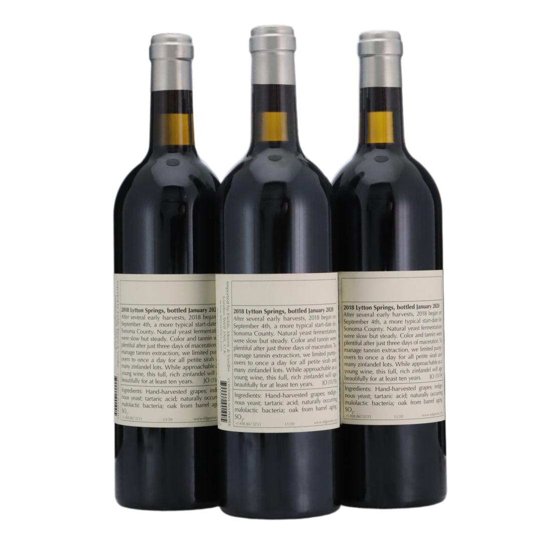 Ridge Lytton Springs Dry Creek Valley 2018 x 3