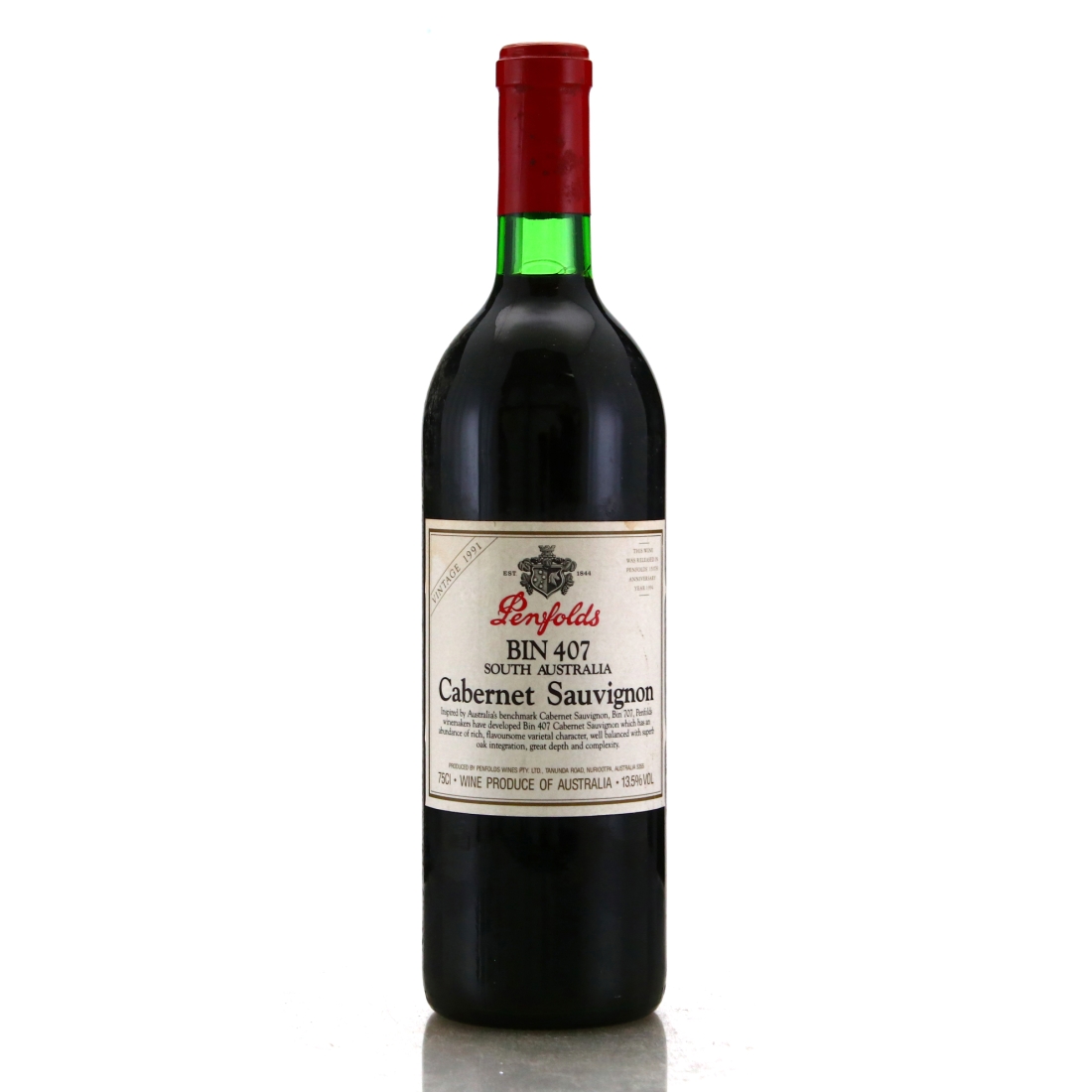 Penfolds Bin 407 Cabernet Sauvignon 1991 South Australia