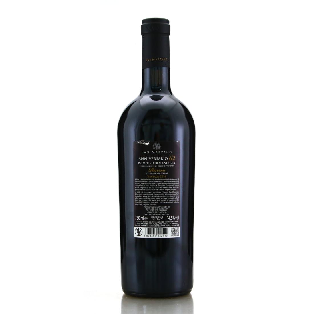 Image for San Marzano 62 Anniversario Primitivo Riserva 2014 Puglia 