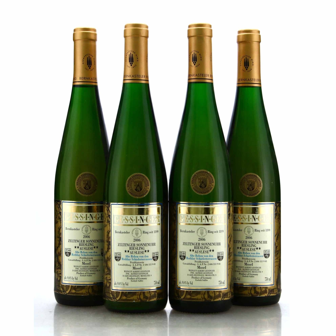 Gessinger Zeltinger Sonnenuhr Alte Reben Roth Lay Schieferterrassen Riesling Auslese 2006 Mosel 4x75cl
