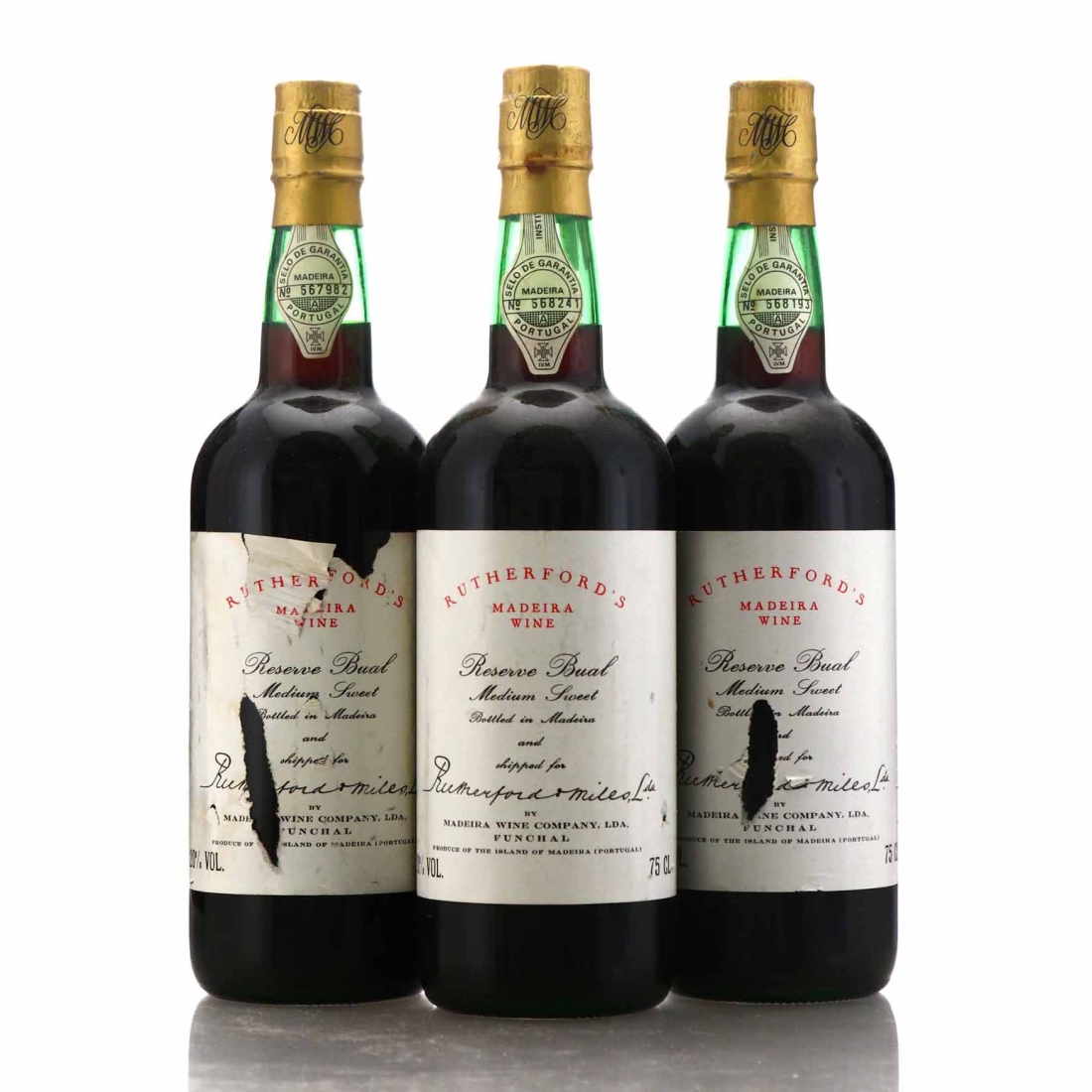 Rutherford and Miles Medium-Sweet Reserve Bual NV Madeira circa 1980s 3x75cl
