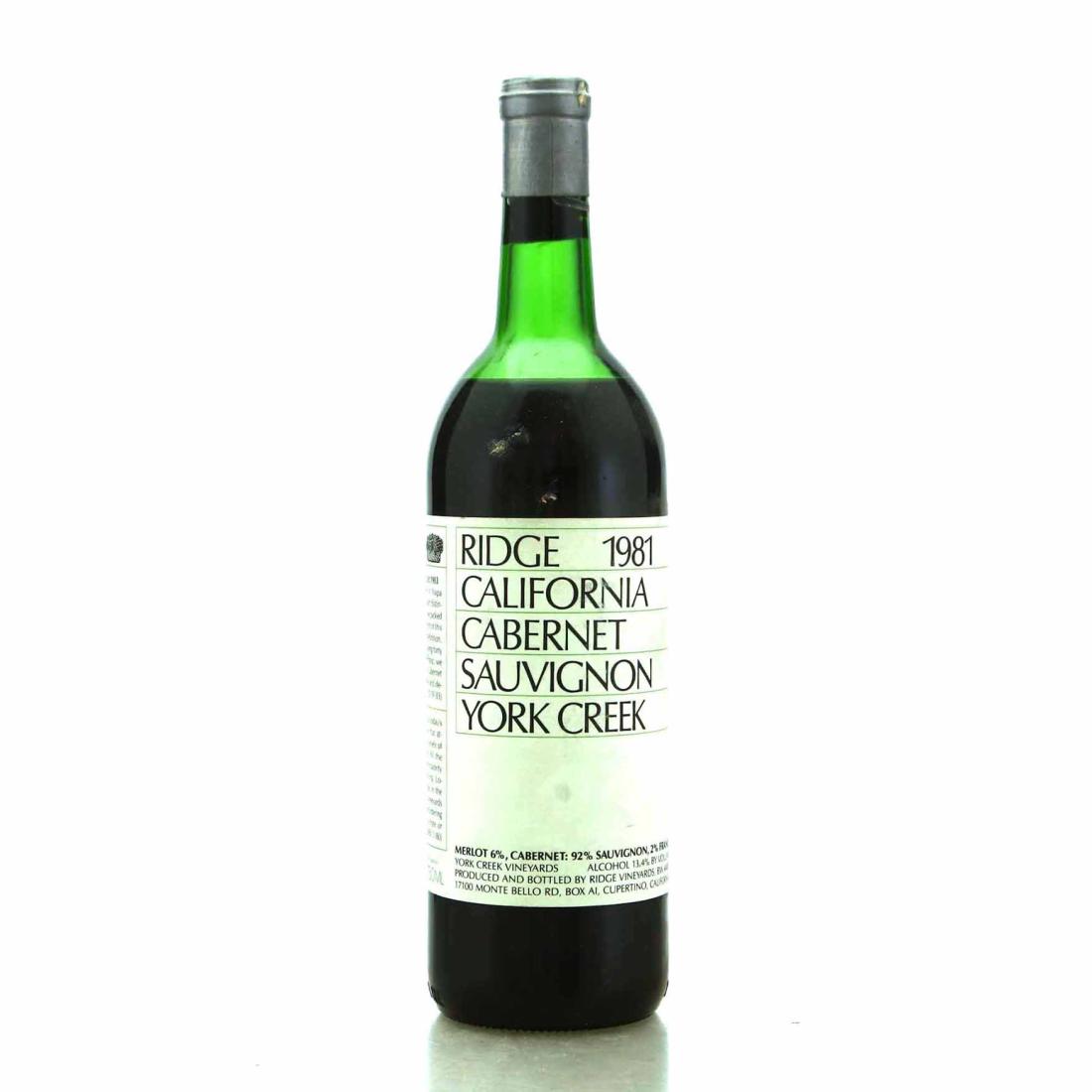 Ridge York Creek Cabernet Sauvignon 1981 Napa Valley