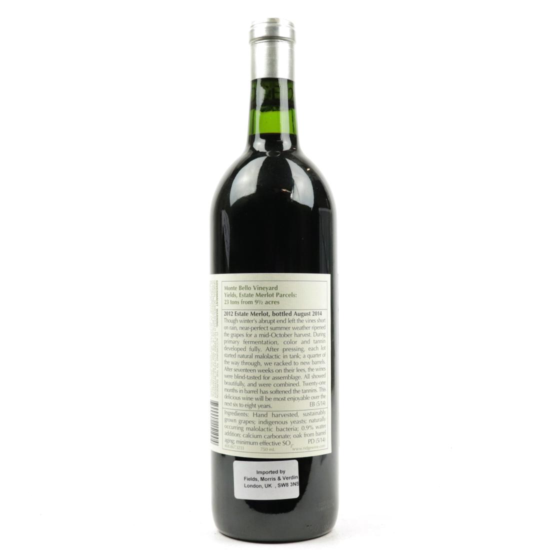 Image for Ridge Merlot 2012 Santa Cruz Mountains