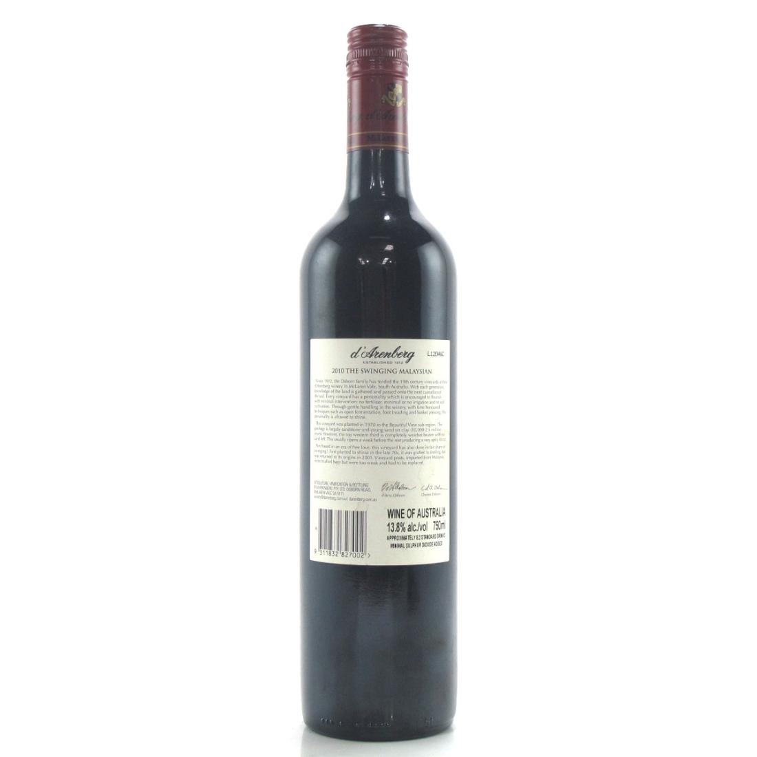 Image for D'Arenberg "Swinging Malaysian" Shiraz 2010 McLaren Vale