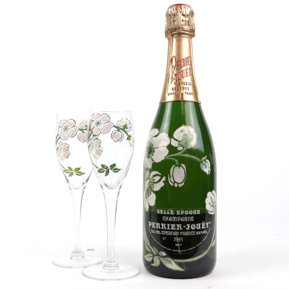 Image for Perrier-Jouet Grand Brut 1985 Champagne & 2 Branded Flutes