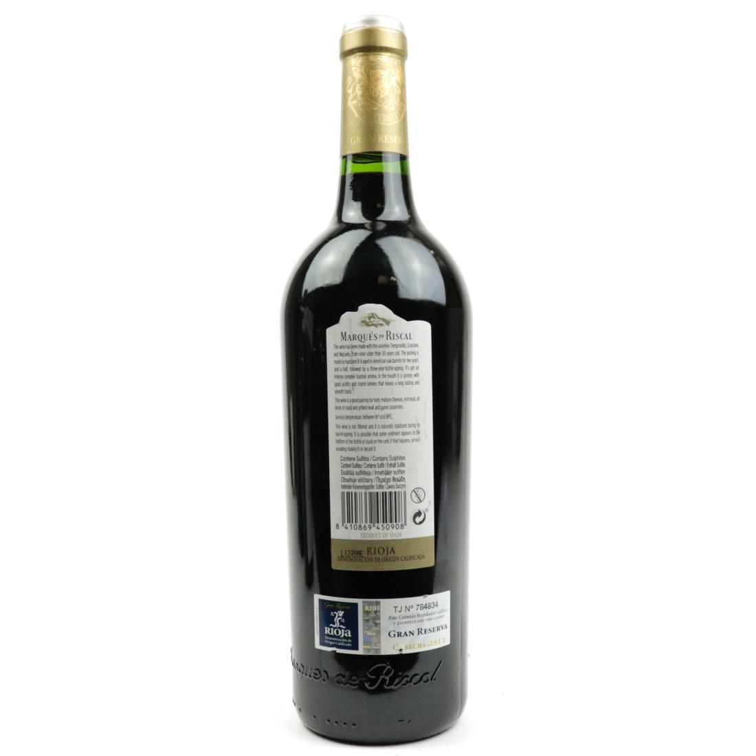 Image for Marques De Riscal 2012 Rioja Gran Reserva